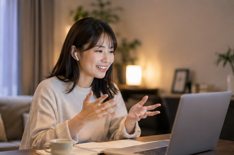Student in an online English conversation lesson